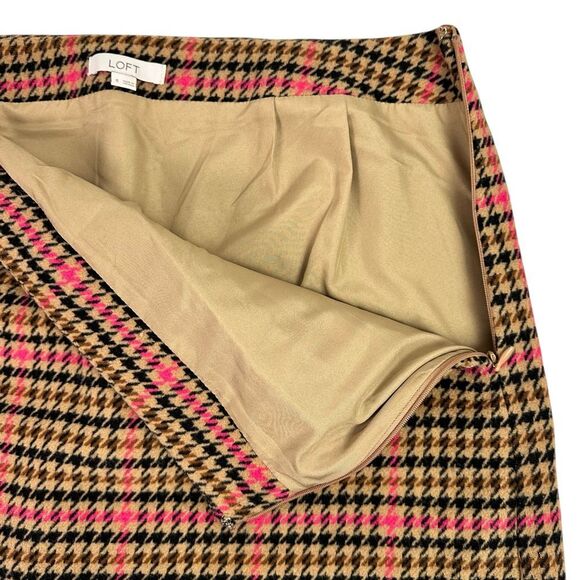 Loft Camel Houndstooth size 8 Skirt - Picture 4 of 7